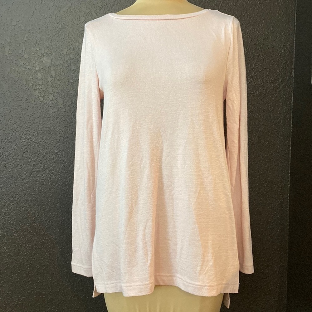 BANANA Republic super soft pale pink wide split side boat neck‎ tunic sweater